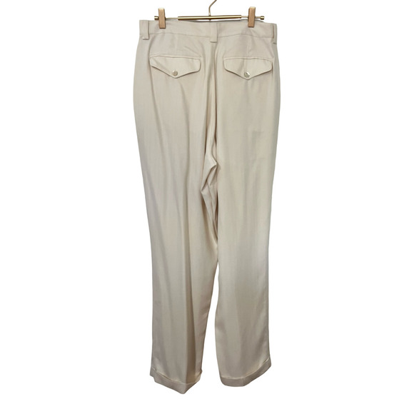 Tommy Bahama Womens Silk Pleated Straight Leg Pants Size 14 White Resort Vacay - Picture 2 of 8